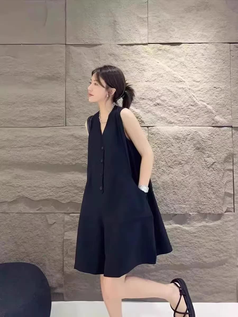 국경 간 한국 chic 여름 슬림해 보이는 패션 일 와이드 다리 점프 슈트 반바지 민소매 루즈핏 빅 사이즈 점프 슈트 상세 이미지 8