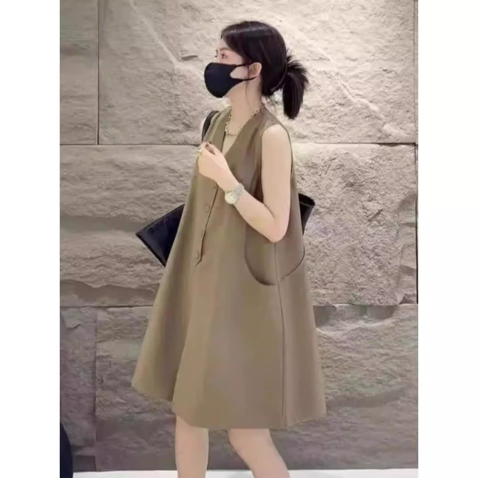 국경 간 한국 chic 여름 슬림해 보이는 패션 일 와이드 다리 점프 슈트 반바지 민소매 루즈핏 빅 사이즈 점프 슈트 상세 이미지 10