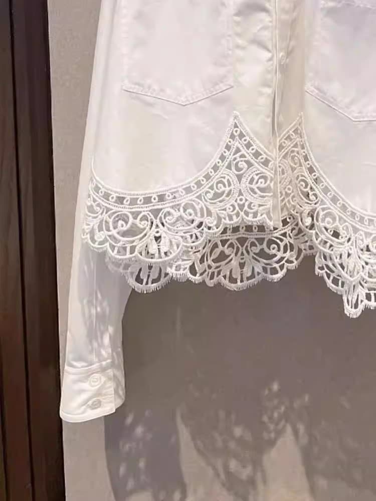 white embroidered blouse for women long sleeve loose top off 상세 이미지 8
