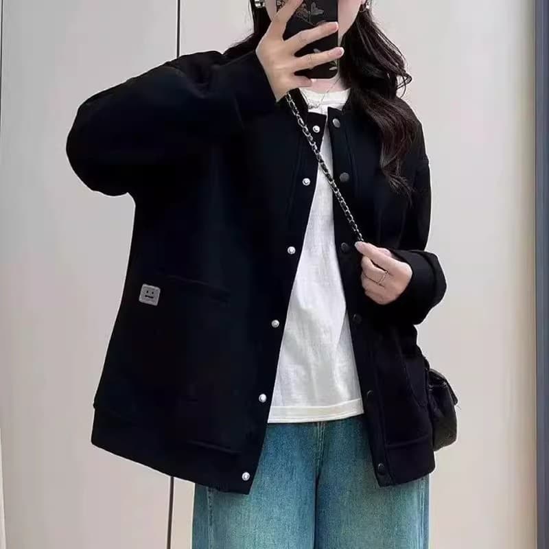 한국 스타일 긴팔 오픈 가디건 여성 코트 봄 가을 루즈핏 슬림해 보이는 다용도 캐주얼 재킷 야구 유니폼 260 상세 이미지 6