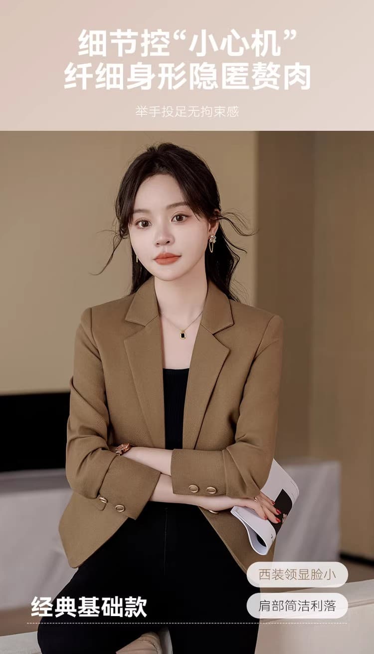 쇼트 스타일 정장 여성 코트 봄 가을 2026 새로운 패션 고급 센스 핑크색 맨위 작은 키 캐주얼 작은 정장 상세 이미지 8