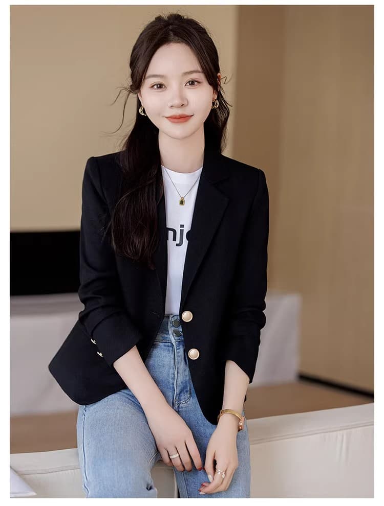 쇼트 스타일 정장 여성 코트 봄 가을 2026 새로운 패션 고급 센스 핑크색 맨위 작은 키 캐주얼 작은 정장 상세 이미지 25
