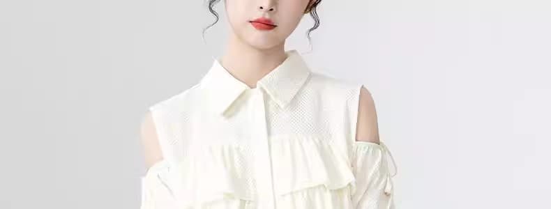 검정색 오프숄더 반팔 여성 셔츠 여름 2025 새로운 프랑스식 디자인 센스 프릴 셔츠 인형 셔츠 짧은 맨위 상세 이미지 67