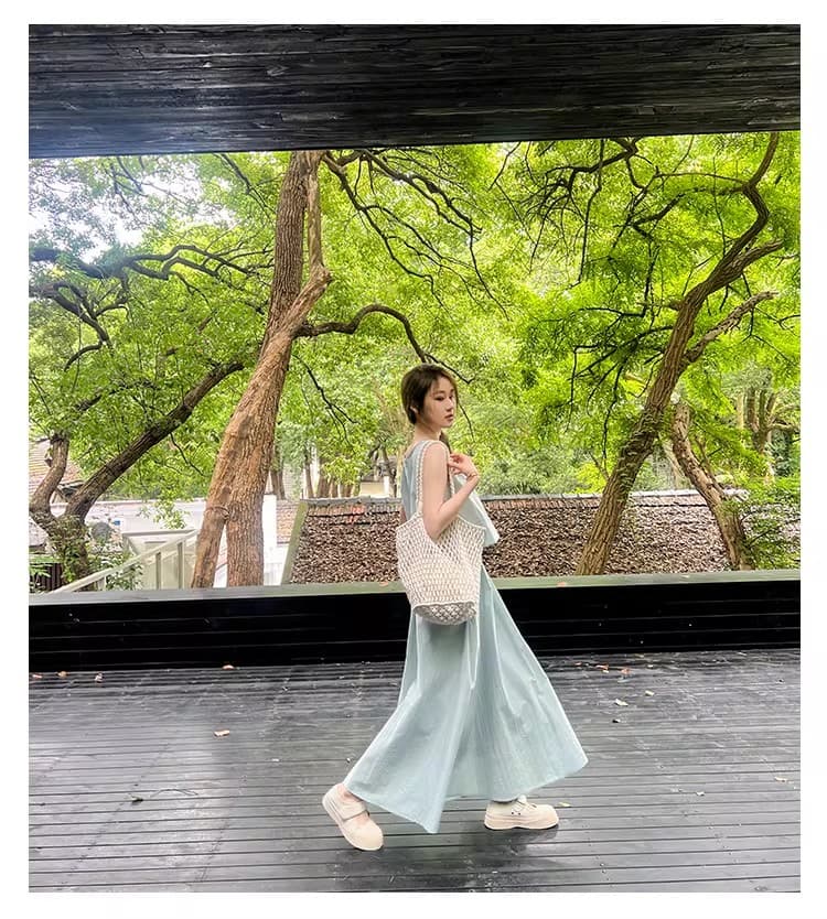 프랑스식 고급 센스 뒤로 홀로우 아웃 민소매 조끼 맨위 여름 새로운 반신 치마 세트 A라인 스커트 투피스 세트 상세 이미지 23