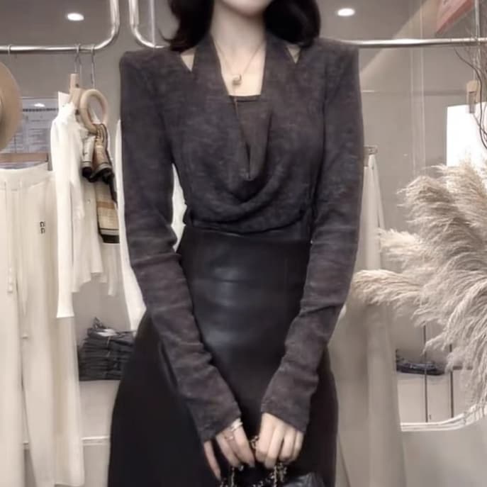 재고 있음 올해 인기 폭발 행침 목 말뚝 더미 칼라 패치워크 긴팔 티셔츠 가을 새로운 외국 가스 풀오버 맨위 상세 이미지 7