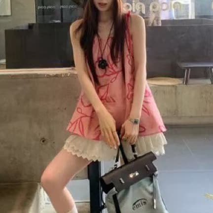 주문 재고 있음 한 부서 핑크색 캐미솔 여름 외출용 새로운 디자인 센스 루즈핏 민소매 맨위 상세 이미지 8