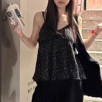 주문 재고 있음 검정색 꽃무늬 캐미솔 여름 새로운 몸매 가꾸기 슬림해 보이는 인사이드 가져 가라. 만나는 한 부서 민소매 맨위 상세 이미지 10