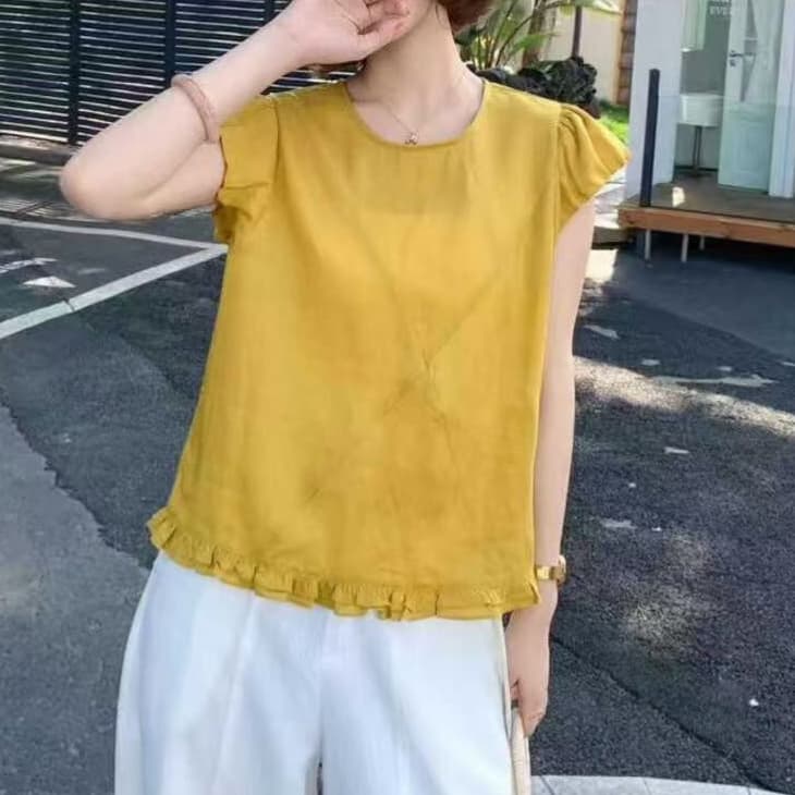 재고 있음 연꽃 잎 레이스 Feifei 소매 셔츠 아모이 프랑스식 연령 감소 패션 외국 가스 작은 셔츠 달콤함 인형 셔츠 맨위 이미지 4