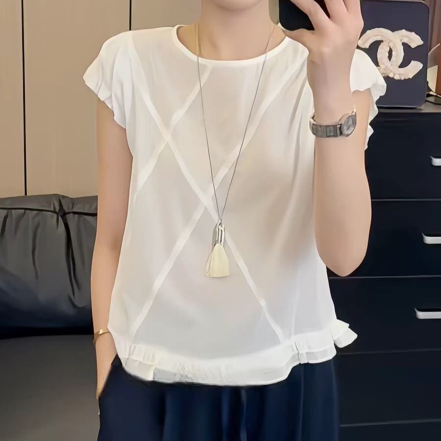 재고 있음 연꽃 잎 레이스 Feifei 소매 셔츠 아모이 프랑스식 연령 감소 패션 외국 가스 작은 셔츠 달콤함 인형 셔츠 맨위