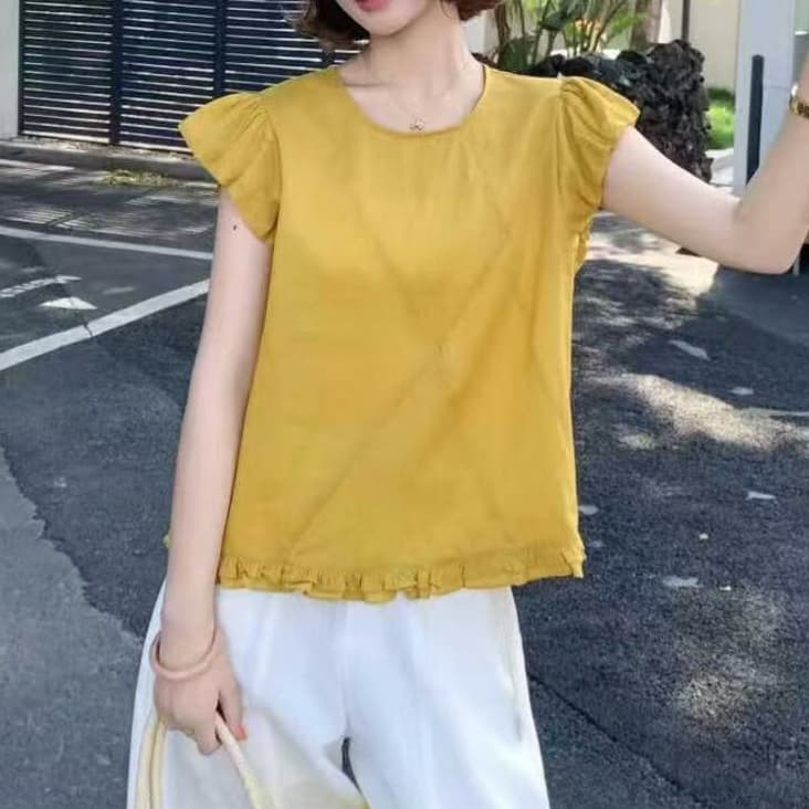 재고 있음 연꽃 잎 레이스 Feifei 소매 셔츠 아모이 프랑스식 연령 감소 패션 외국 가스 작은 셔츠 달콤함 인형 셔츠 맨위 상세 이미지 6