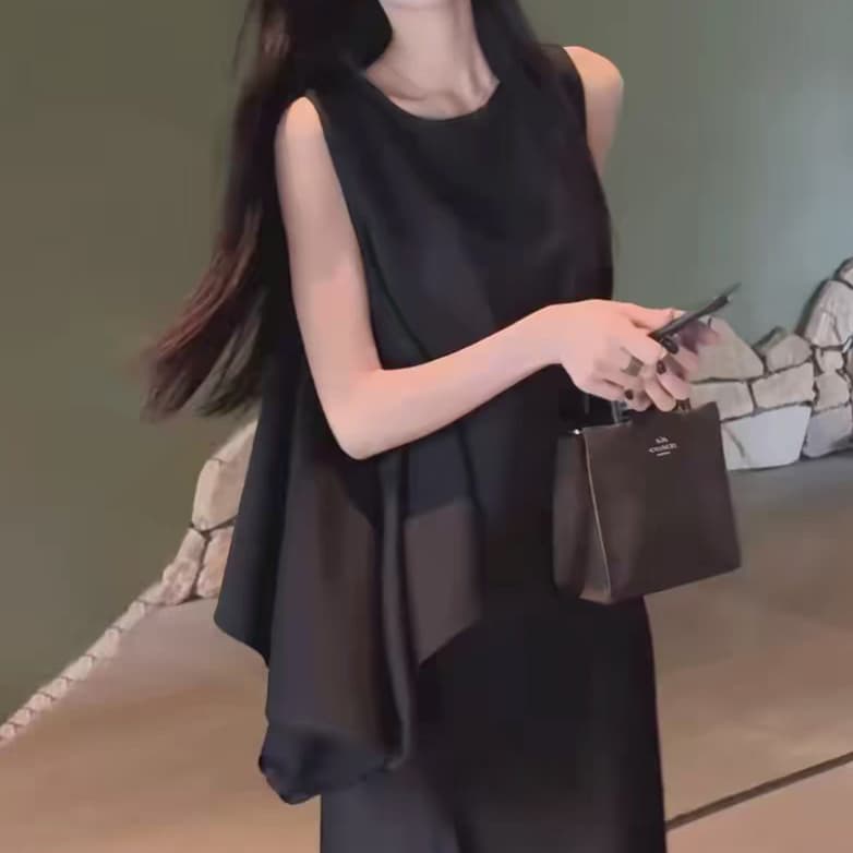 재고 있음 프랑스식 우아함 루즈핏 인형 셔츠 여름 디자인 센스 불규칙 제비꼬리 조끼 화이트 맨위 아름다운 작은 셔츠 상세 이미지 3