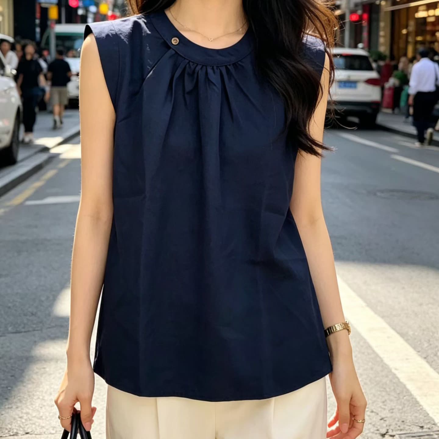 재고 있음 Feifei 소매 셔츠 여름 새로운 레트로 익스트림 제인 바람 고급 센스 루즈핏 한국 스타일 풀오버 민소매 조끼 맨위 이미지 5