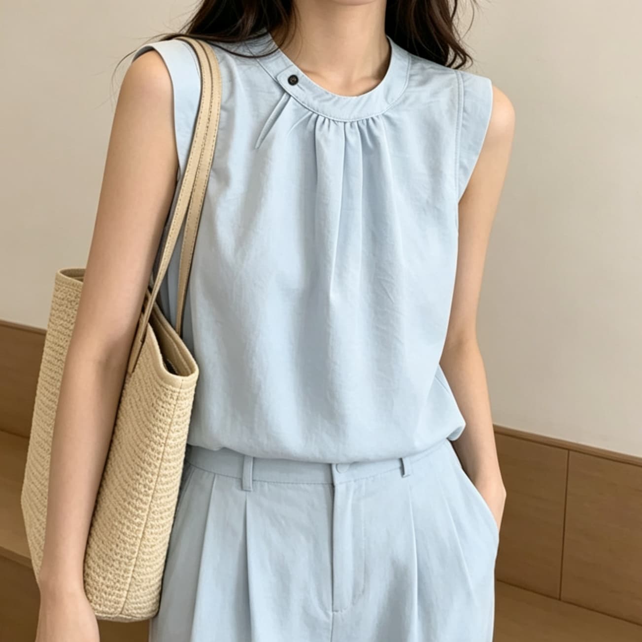 재고 있음 Feifei 소매 셔츠 여름 새로운 레트로 익스트림 제인 바람 고급 센스 루즈핏 한국 스타일 풀오버 민소매 조끼 맨위 이미지 2
