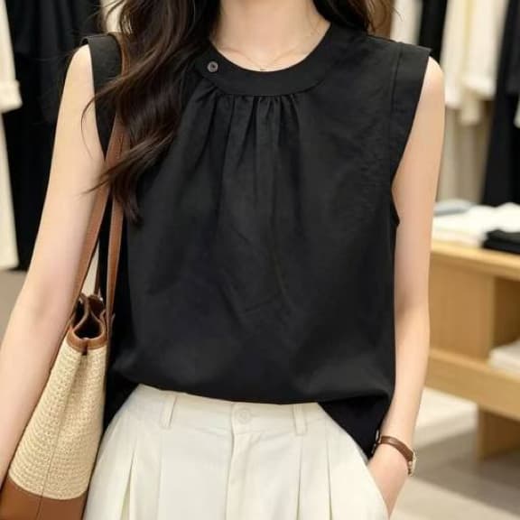 재고 있음 Feifei 소매 셔츠 여름 새로운 레트로 익스트림 제인 바람 고급 센스 루즈핏 한국 스타일 풀오버 민소매 조끼 맨위 상세 이미지 1