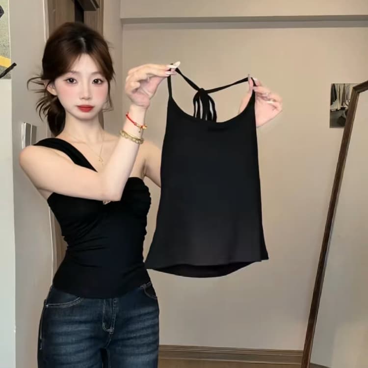 재고 있음 여성 의류 느긋한 바람 세련된 배색 스트라이프 루즈핏 슬림해 보이는 반팔 티셔츠 여성 여름 행침 목 슬립 투피스 세트 상세 이미지 4