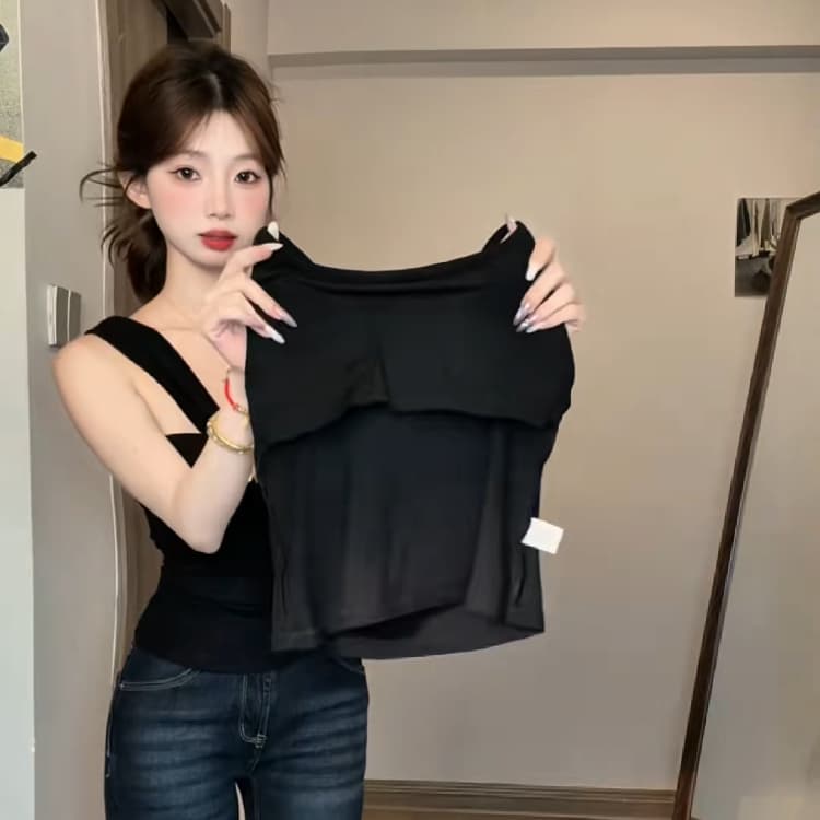 재고 있음 여성 의류 느긋한 바람 세련된 배색 스트라이프 루즈핏 슬림해 보이는 반팔 티셔츠 여성 여름 행침 목 슬립 투피스 세트 상세 이미지 5