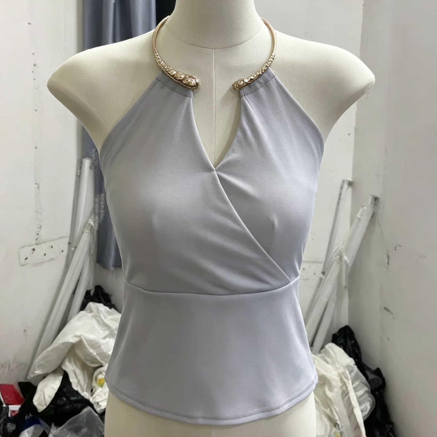 재고 있음 행침 목 V넥 오프숄더 조끼 여성 여름 고급 센스 로얄 자매 바람 몸매 가꾸기 민소매 품격 맨위 상세 이미지 5