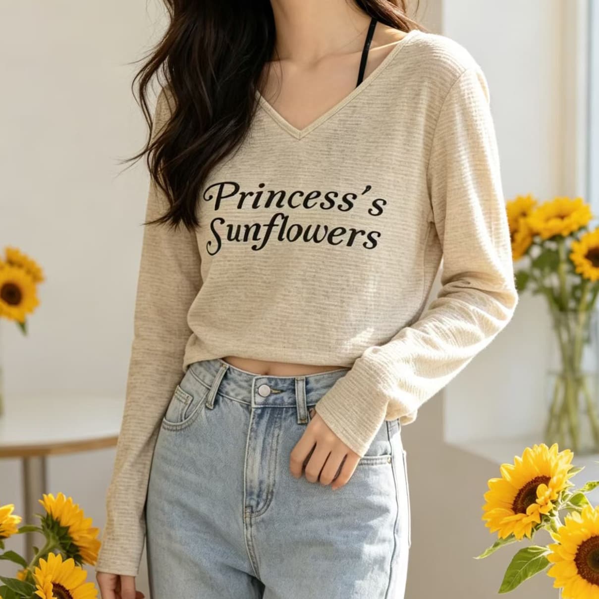 재고 있음 한 부서 단색 행침 목 레이스업 조끼 가져 가라. 알파벳 프린트 얇은 스타일 마이크로 ~을 통해 자외선 차단 블라우스 투피스 세트 세트 이미지 2