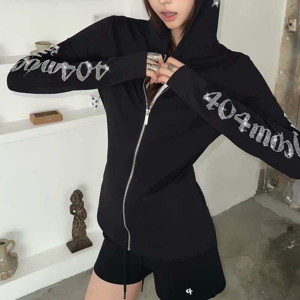 재고 있음 404mob 아메리칸 후드 별 핫픽스 자외선 차단 의류 여성 몸매 가꾸기 달콤한 핫걸 블라우스 만나는 차가운 센스 맨위 상세 이미지 5