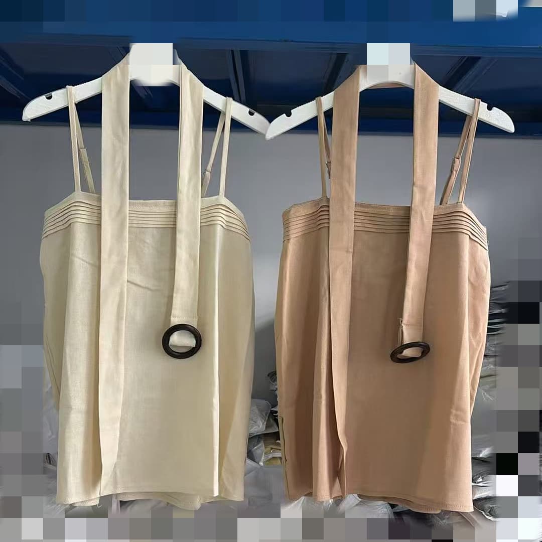 재고 있음 열세 개 봄 여름 새로운 산소 센스 달콤한 자매 루즈핏 슬립 디자인 센스 레이스업 조끼 민소매 맨위 이미지 5