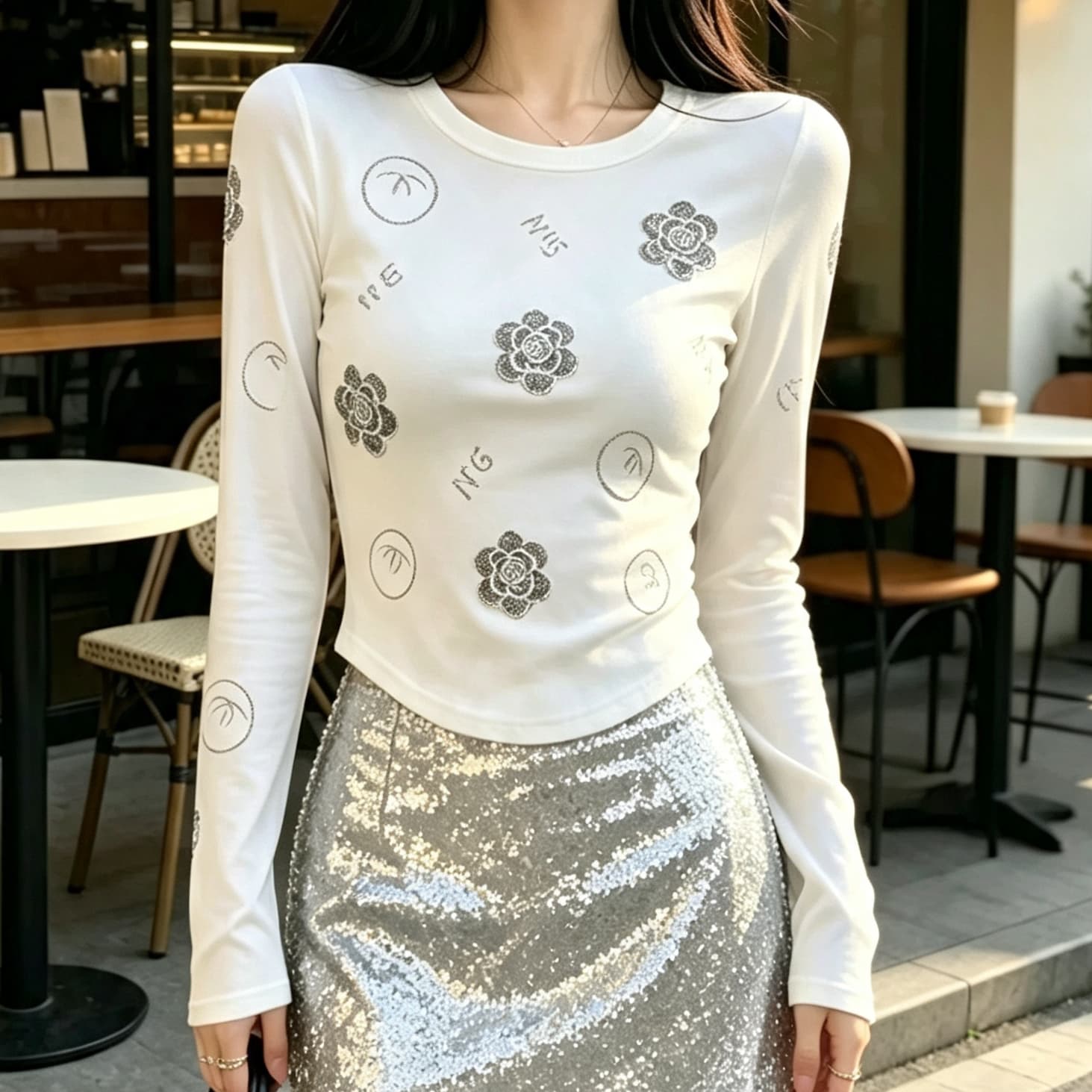 재고 있음 봄 가을 새로운 긴팔 티셔츠 무거운 작업 핫픽스 맨위 몸매 가꾸기 슬림해 보이는 쇼트 스타일 기본 셔츠 다용도 라운드 넥
