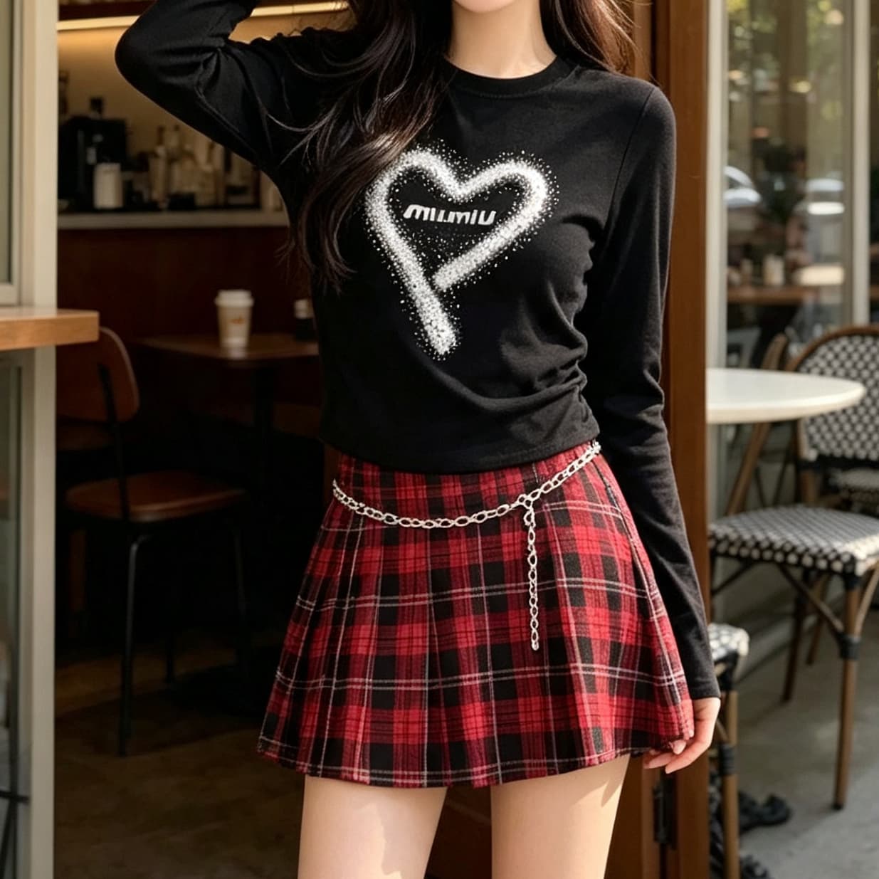 재고 있음 봄 가을 새로운 긴팔 유럽 역 프린트 핫픽스 하트 티셔츠 다용도 라운드 넥 맨위 외국 가스 기본 셔츠 상세 이미지 3