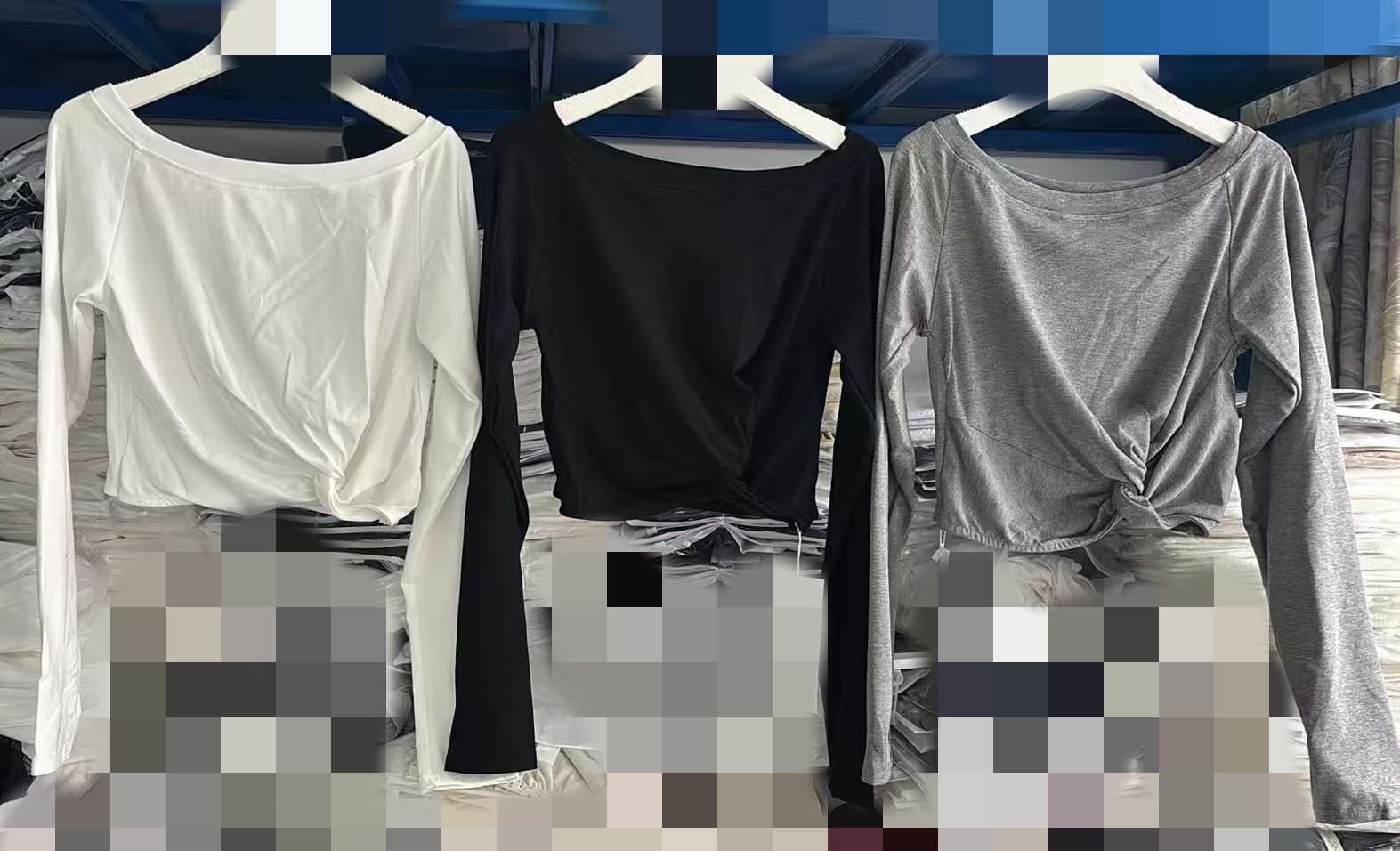 재고 있음 순수한 욕망 바람 섹시함 비스듬한 어깨 긴팔 티셔츠 여성 새로운 핫걸 쇼트 스타일 디자인 센스 가을 아름다운 작은 맨위 상세 이미지 1