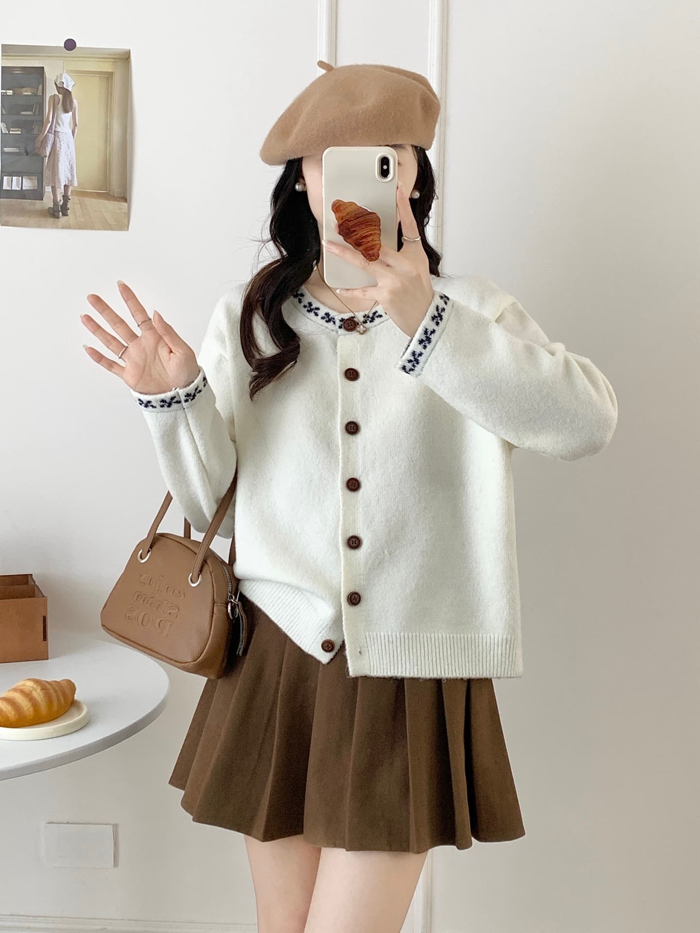 민족 스타일 회색 레트로 니트 오픈 가디건 여성 가을 2026 새로운 루즈핏 스웨터 코트 Chic 외부 잡아라. 의류 상세 이미지 6