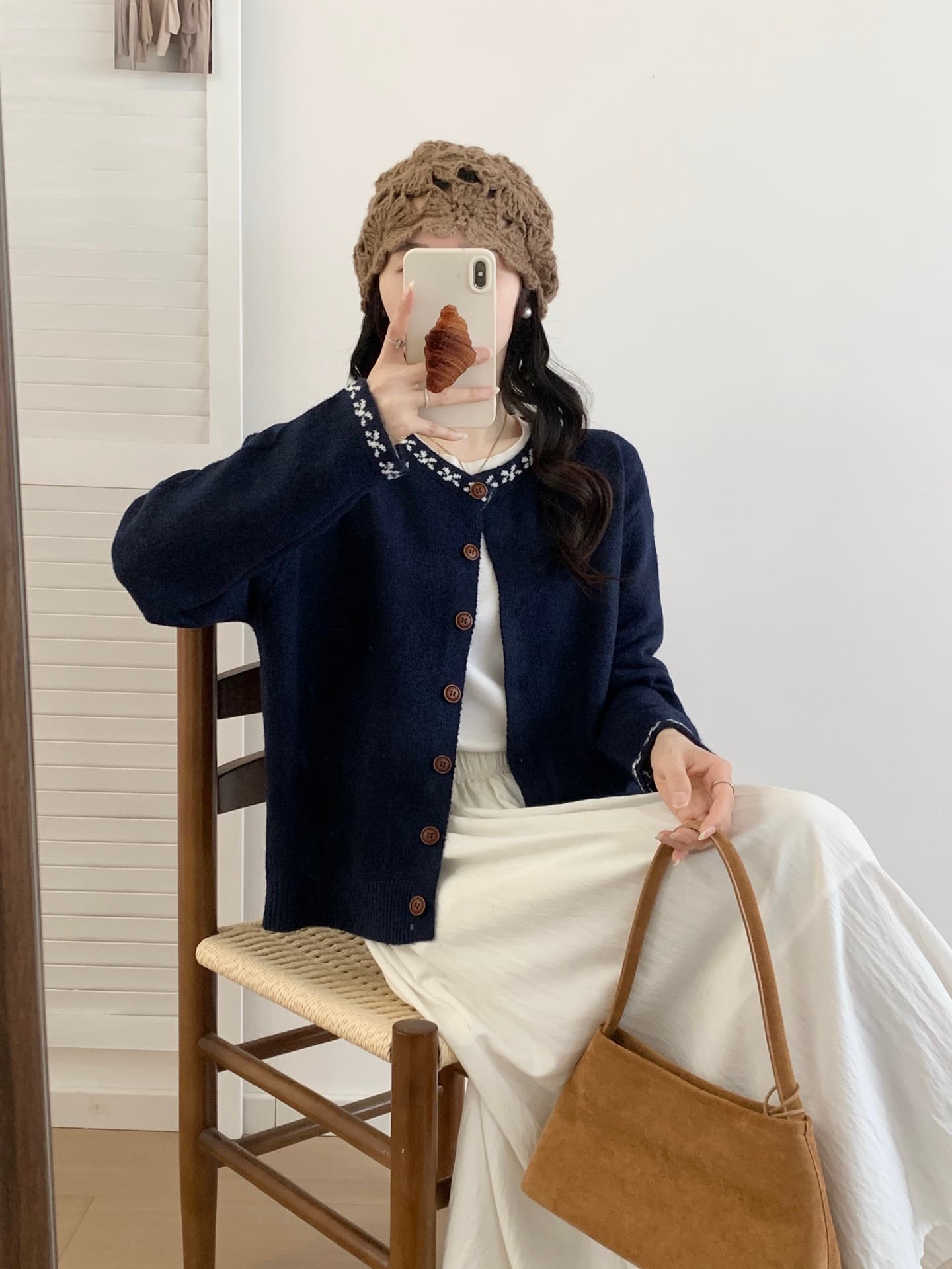 민족 스타일 회색 레트로 니트 오픈 가디건 여성 가을 2026 새로운 루즈핏 스웨터 코트 Chic 외부 잡아라. 의류 상세 이미지 7