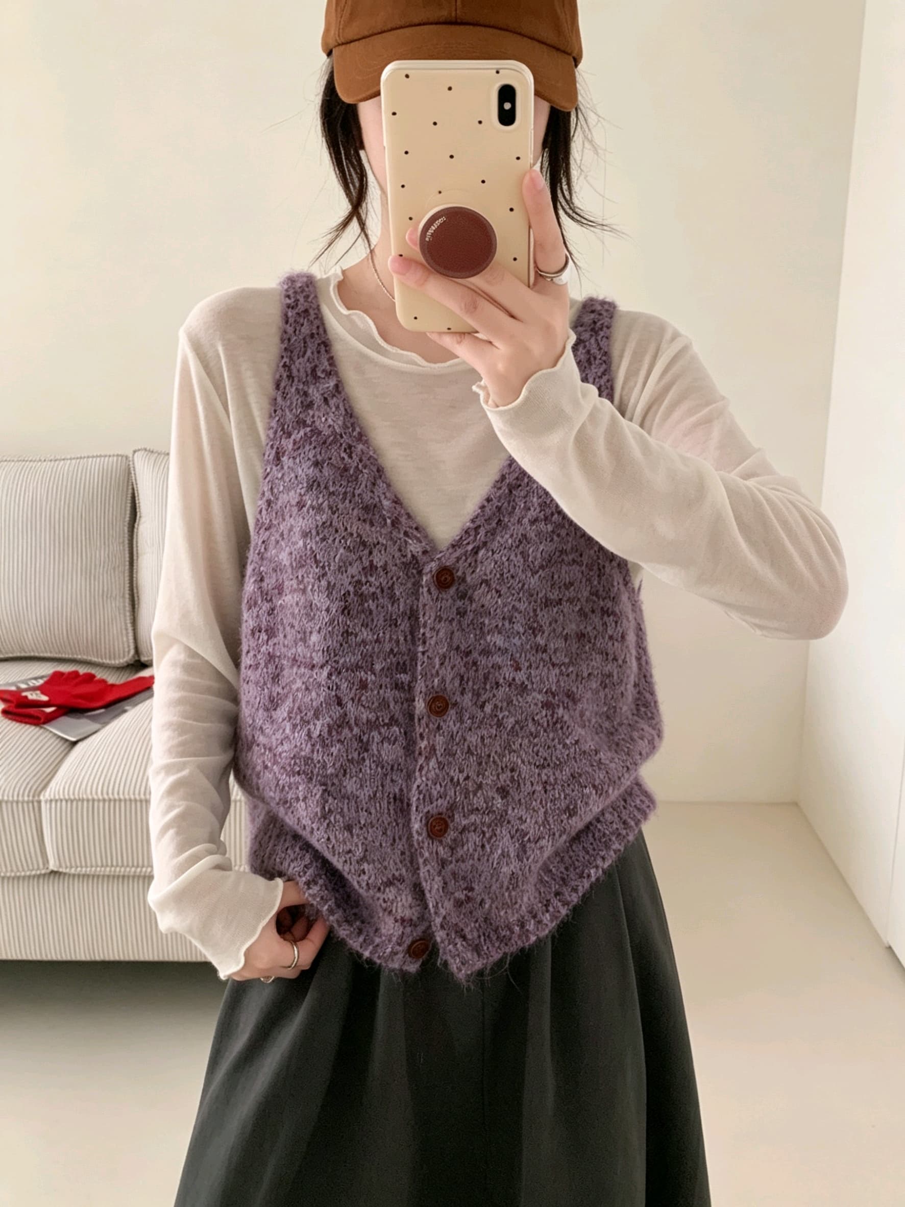 한 부서 미니멀리즘 부드러운 찹쌀 느긋한 바람 캐미솔 이른 가을 새로운 루즈핏 품격 다용도 연령 감소 스웨터 여자 베스트 상세 이미지 6