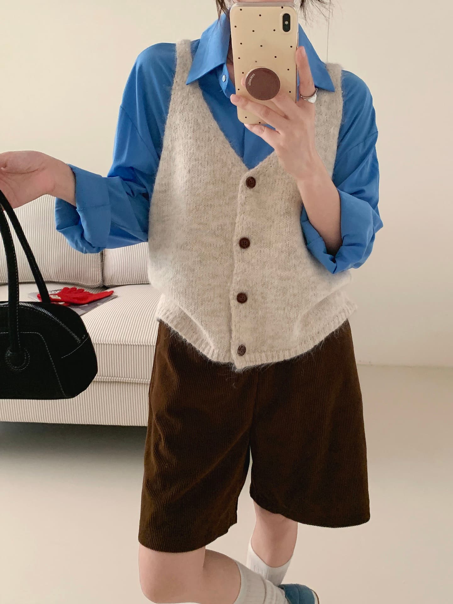 한 부서 미니멀리즘 부드러운 찹쌀 느긋한 바람 캐미솔 이른 가을 새로운 루즈핏 품격 다용도 연령 감소 스웨터 여자 베스트 상세 이미지 8