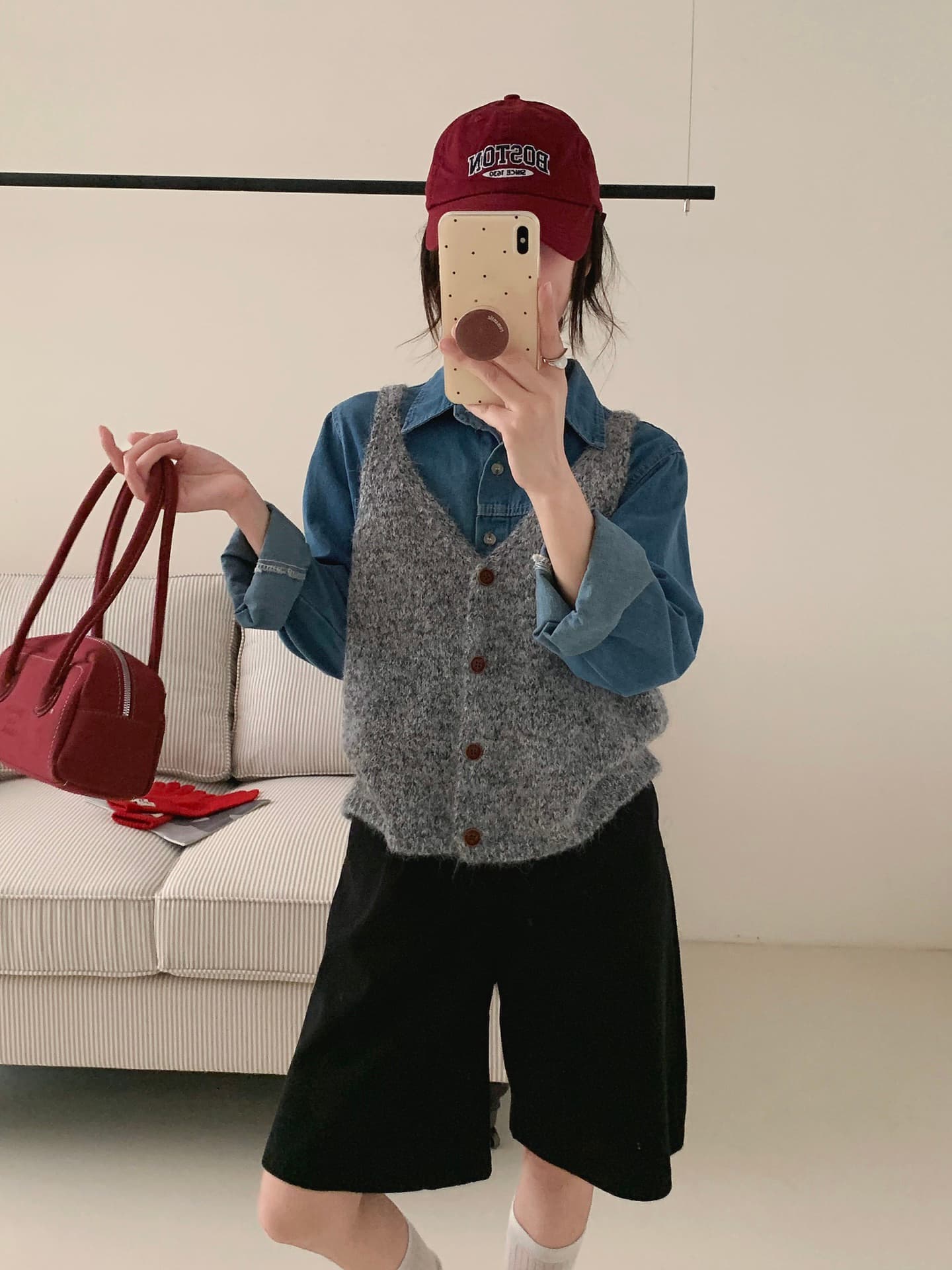 한 부서 미니멀리즘 부드러운 찹쌀 느긋한 바람 캐미솔 이른 가을 새로운 루즈핏 품격 다용도 연령 감소 스웨터 여자 베스트 상세 이미지 9