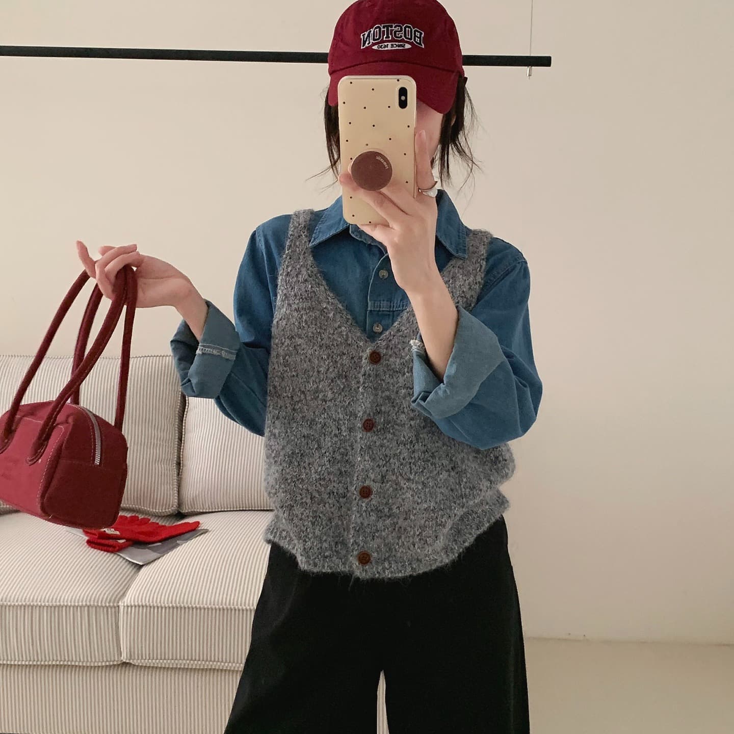 한 부서 미니멀리즘 부드러운 찹쌀 느긋한 바람 캐미솔 이른 가을 새로운 루즈핏 품격 다용도 연령 감소 스웨터 여자 베스트 이미지 5