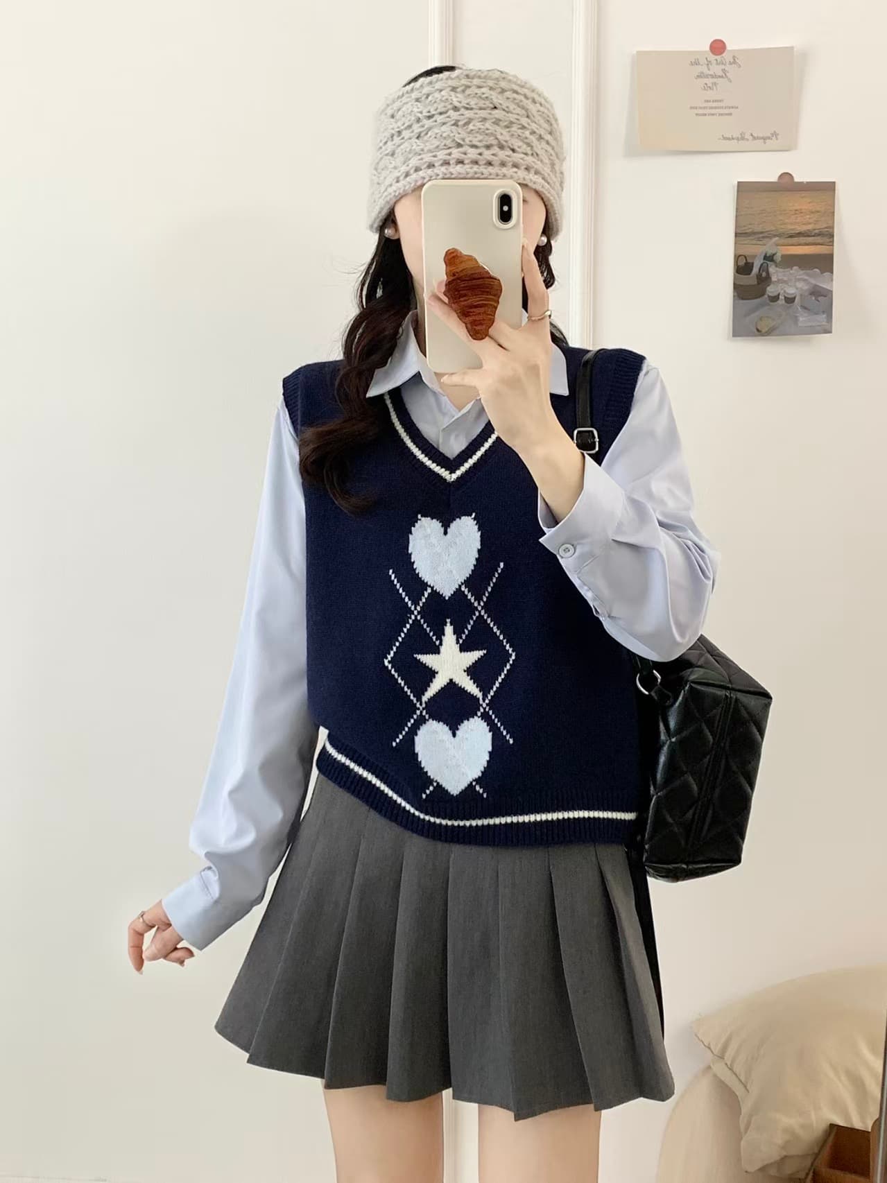 레트로 학원 스타일 루즈핏 니트 베스트 조끼 여성 봄 가을 새로운 패치워크 색상 민소매 스웨터 어깨 쇼트 스타일 맨위