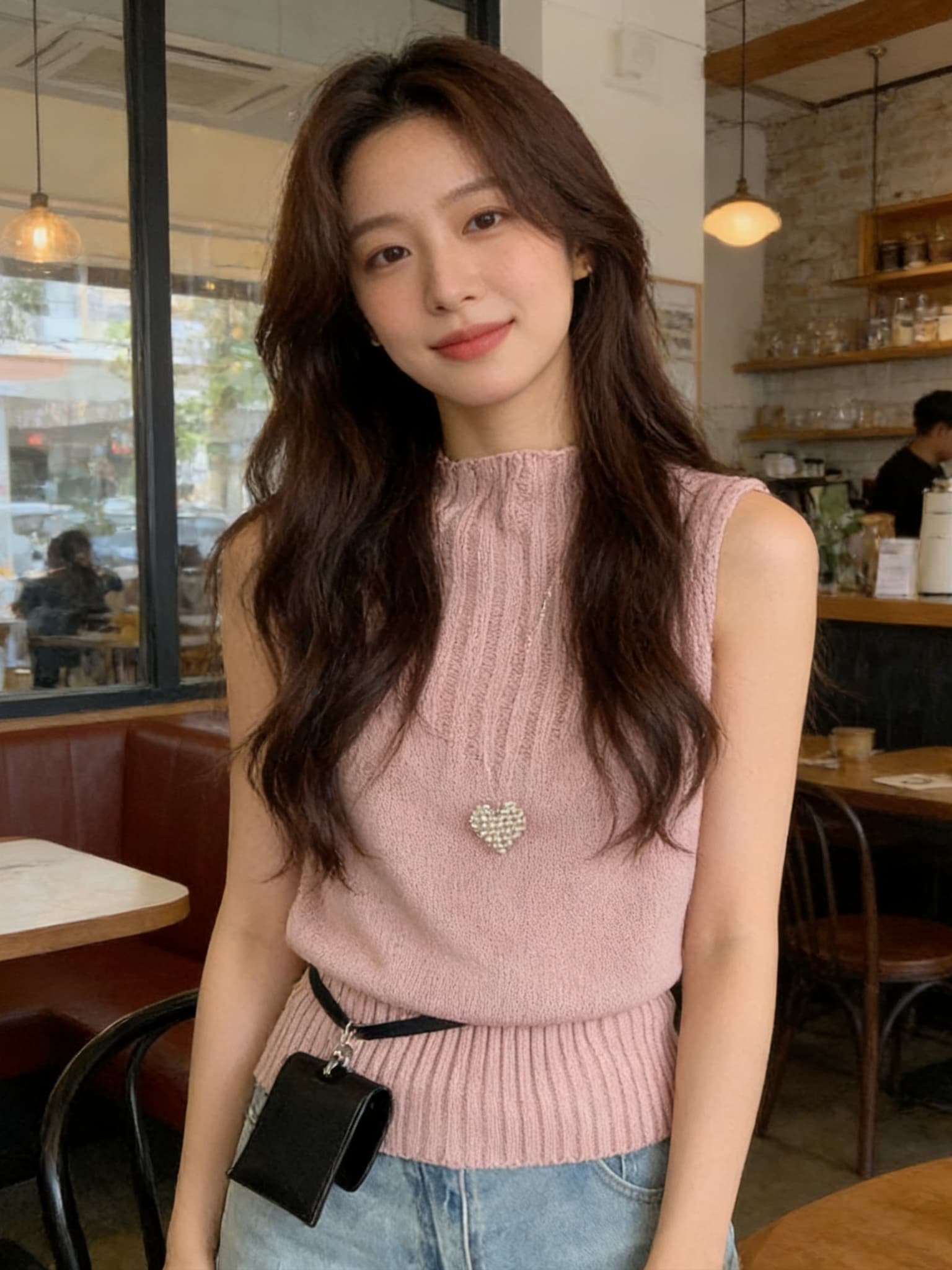 실사 한 세대 디자인 센스 뒤로 홀로우 아웃 스탠드 칼라 니트 조끼 여자 2026 새로운 스택 착용 백리스 섹시함 맨위 이미지 4