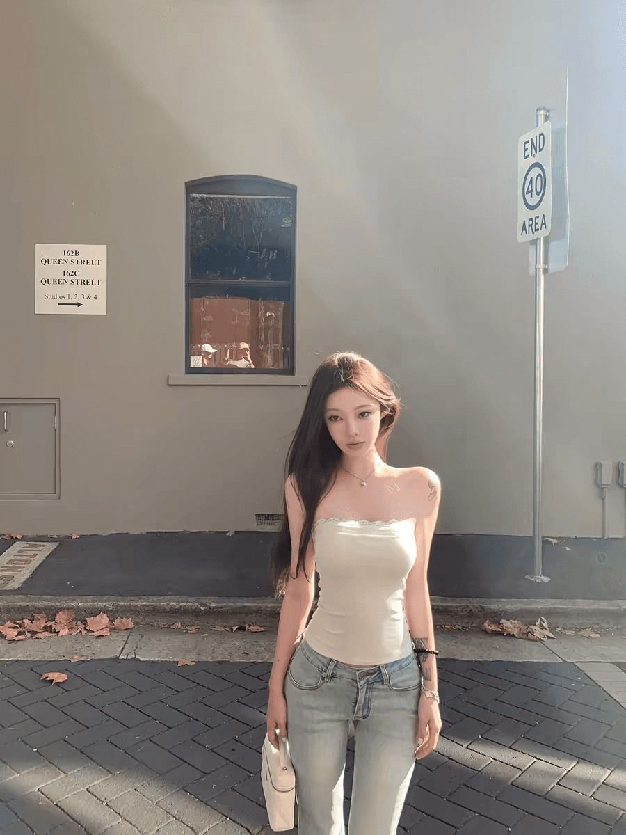 suuuicee 캘리포니아 주 한여름 탈착식 가슴 패드 순수한 욕망 레이스 조각 디자인 외출용 튜브탑 작은 맨위 상세 이미지 1