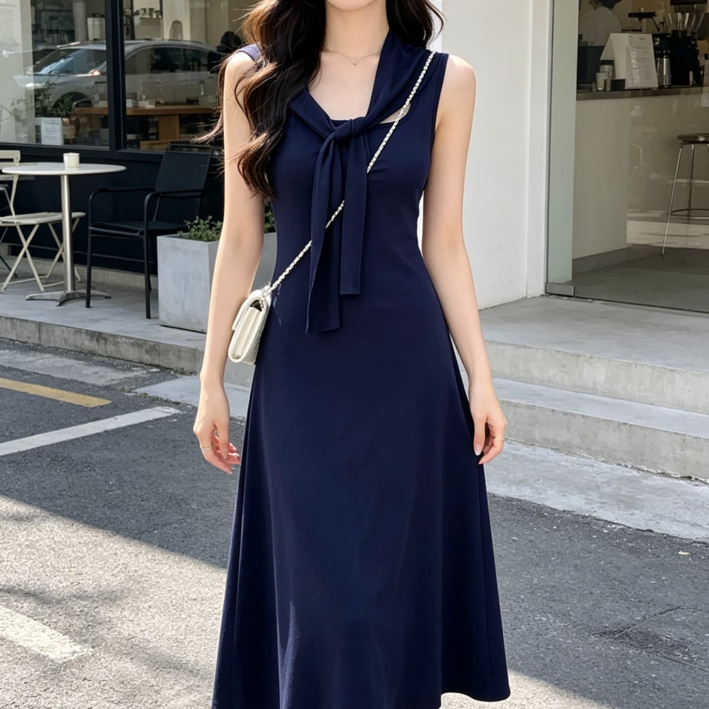 실사 벨트 가슴 패드 슬립 여성 드레스 여름 몸매 가꾸기 허리 수축 핫걸 타이트 스커트 한 마디 롱 스커트 숄 투피스 세트 상세 이미지 20