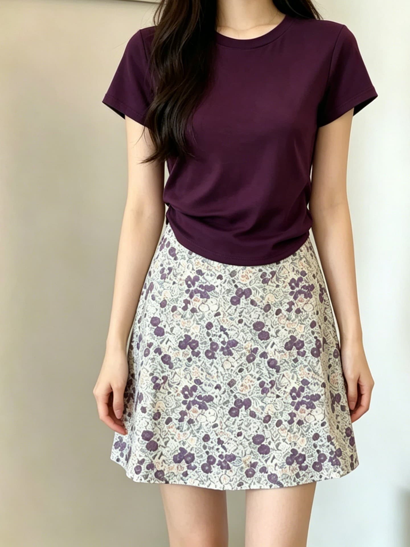 실사 한 부서 여름 뒤로 트임 비틀림 작은 대중 디자인 맨위 신선함 꽃무늬 반신 치마 세트 여성 이미지 4