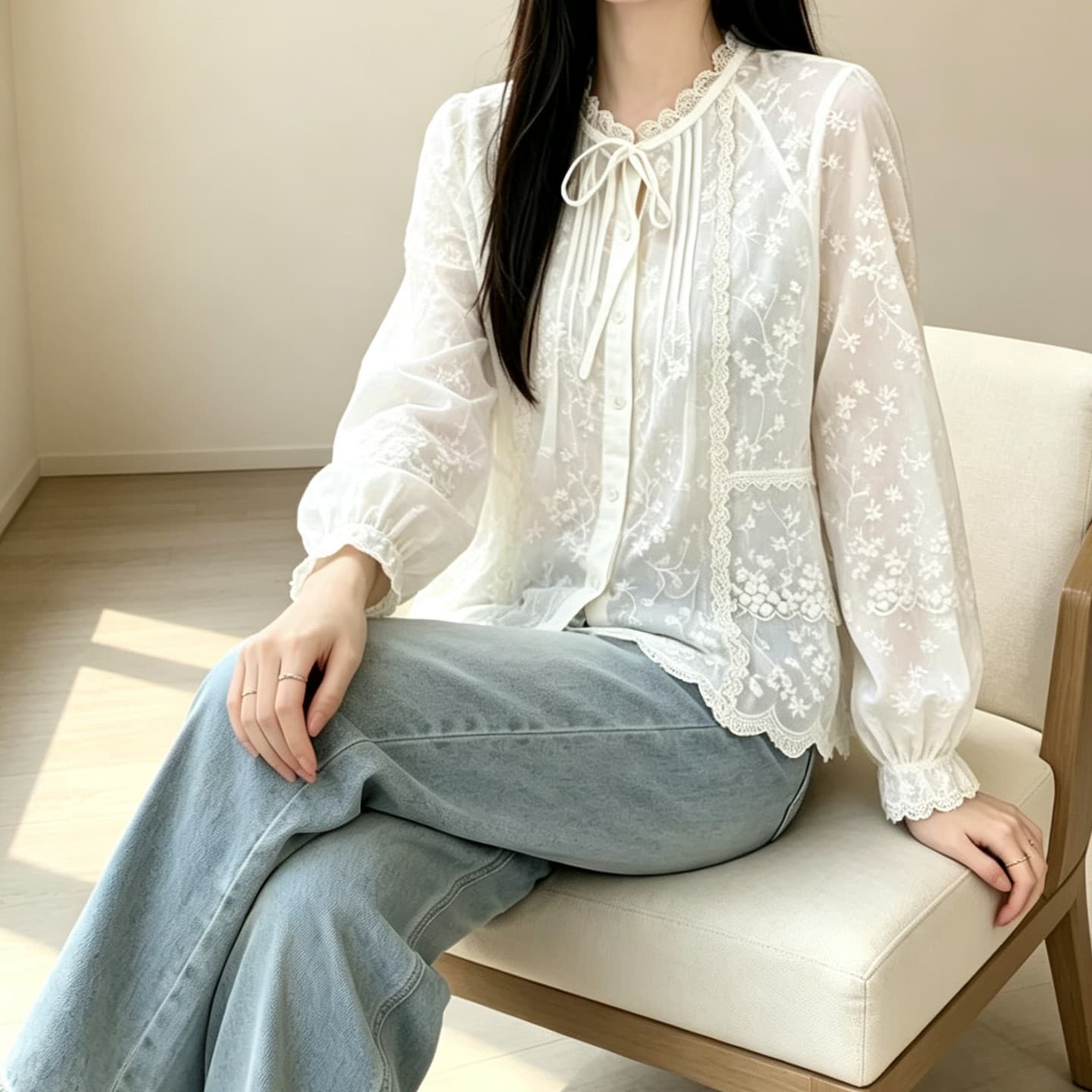 실사 가을 프랑스식 디자인 센스 3 차원 자수 자수 여성 셔츠 가을 26 새로운 달콤함 인형 셔츠 맨위 이미지 5