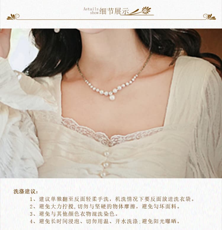 실사 고급 센스 부드러운 바람 털이 있고 두꺼운 가을 겨울 레이스 프릴 하얀 달빛 드레스 상세 이미지 3