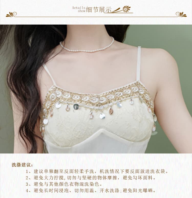 운남 관광 보헤미안 V넥 슬립 드레스 아이들 여름 디자인 센스 슈퍼 잘 생긴 고유 한 아름다운 롱 스커트 상세 이미지 3