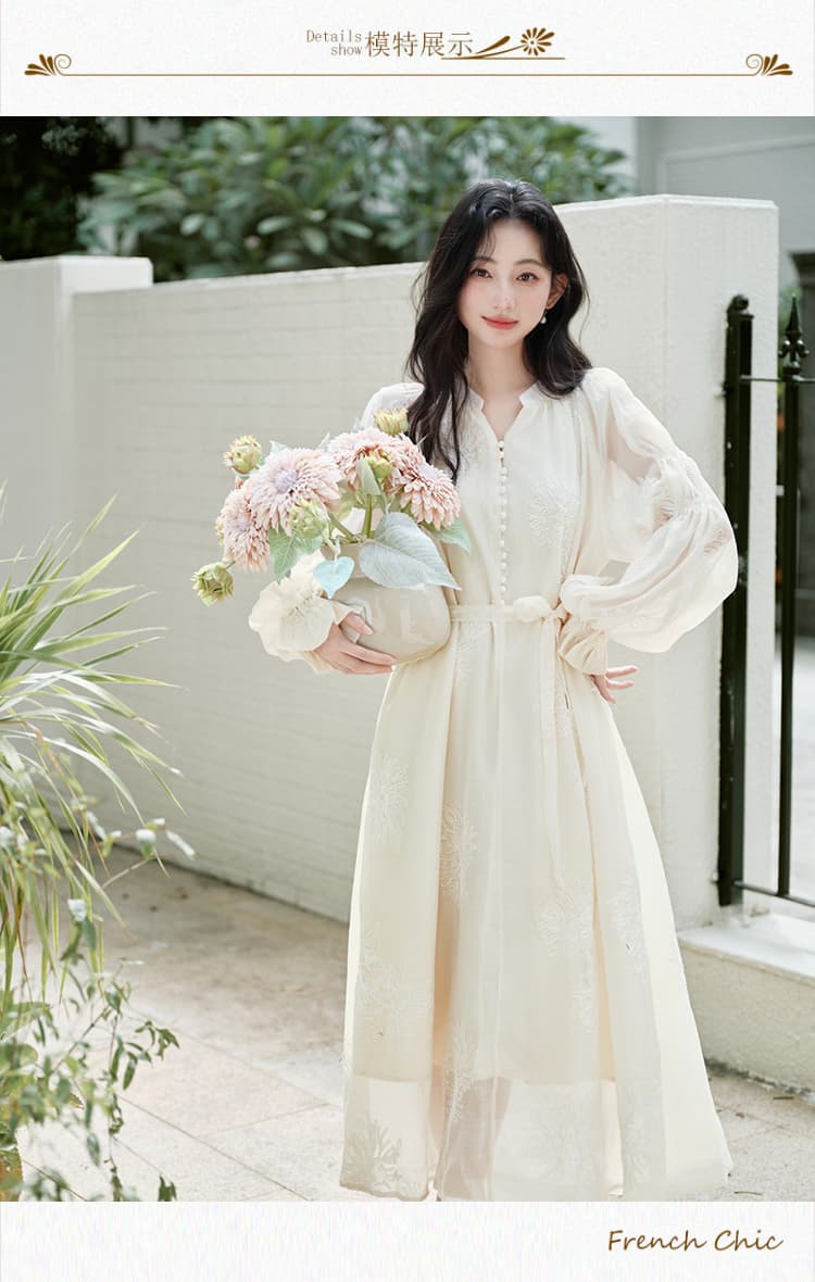 실사 오리지널 외부 싱글 프랑스식 착용 가져 가라. 드레스 고급 센스 슈퍼 요정 품격 여행 착용 가져 가라. 휴가 바람 롱 스커트 상세 이미지 8