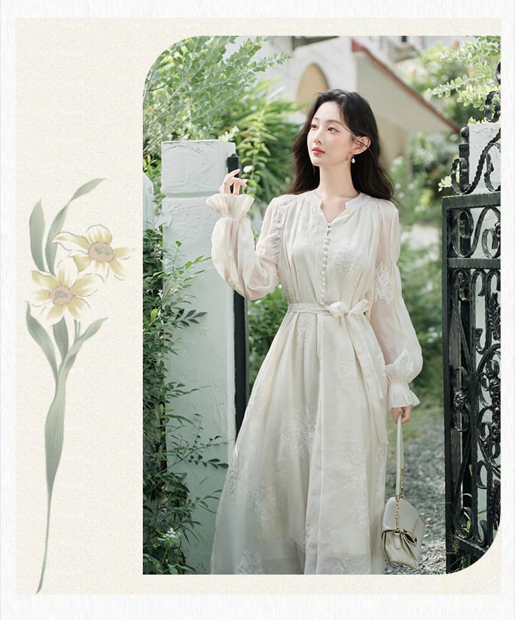 실사 오리지널 외부 싱글 프랑스식 착용 가져 가라. 드레스 고급 센스 슈퍼 요정 품격 여행 착용 가져 가라. 휴가 바람 롱 스커트 상세 이미지 9