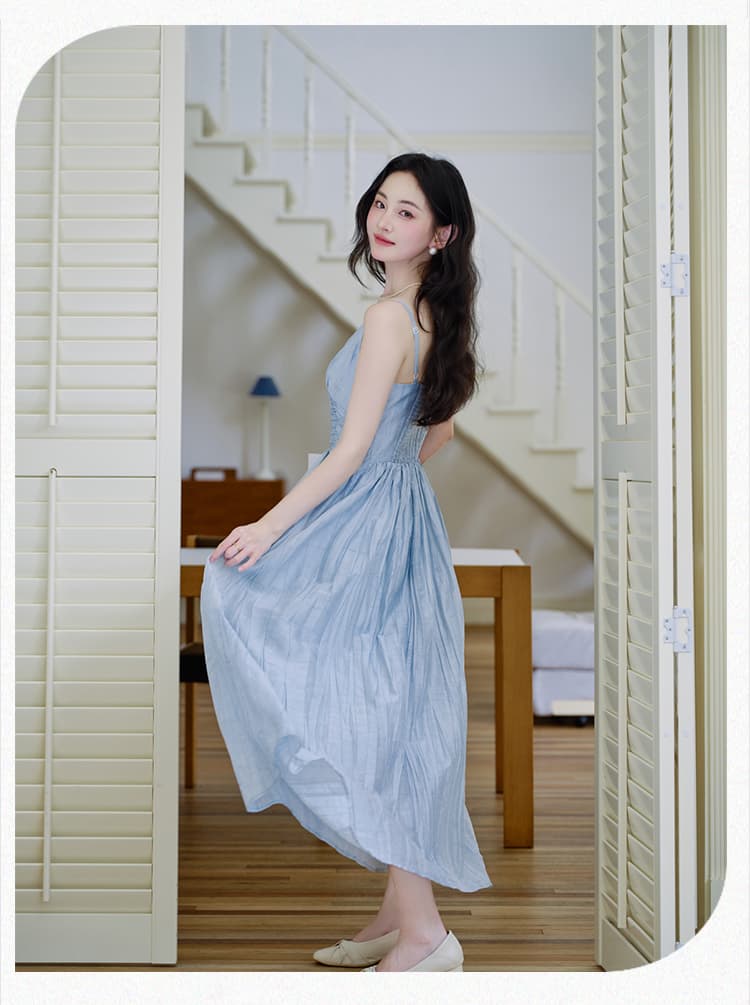 실사 여름 해변가 휴가 바람 허리 수축 슬립 롱 스커트 오픈 가디건 투피스 세트 상세 이미지 13
