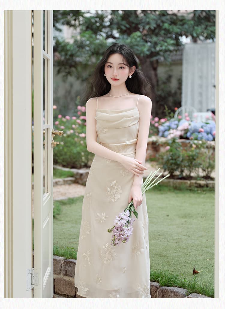 실사 흔들다 칼라 슬립 자수 드레스 해변가 휴가 허리 수축 품격 롱 스커트 자외선 차단 에어컨 셔츠 상세 이미지 18