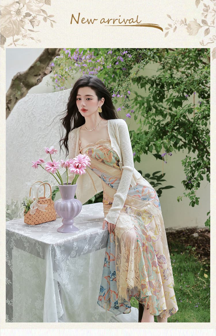실사 있음 선적 무거운 작업 레이스 조각 몸매 가꾸기 인어 꼬리 드레스 휴가 바람 롱 스커트 상세 이미지 1