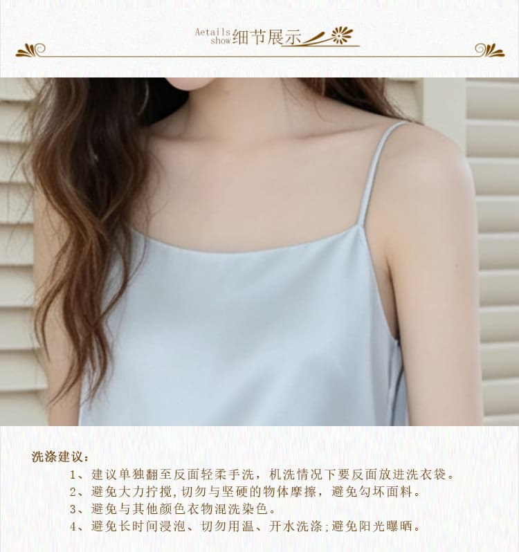 실사 재고 있음 높음 지혜 센스 연령 감소 불규칙 계층의 감각 파란색 슬립 작은 셔츠 와이드 레그 팬츠 투피스 세트 세트 여성 상세 이미지 3