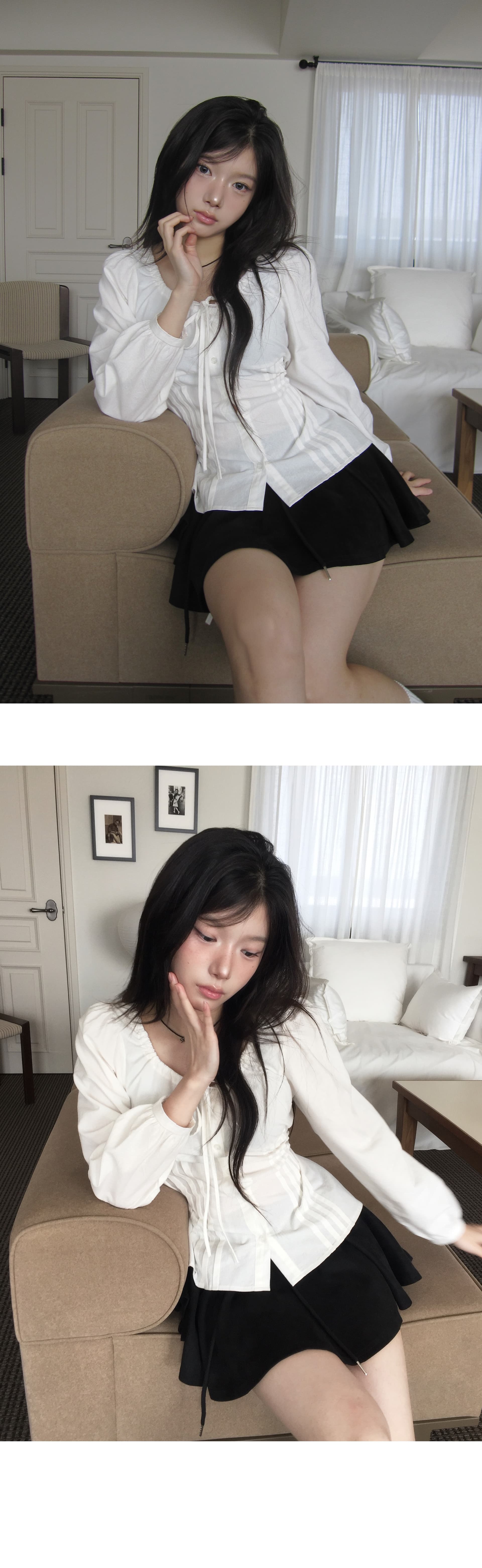 있음 밖으로 한국어 프랑스식 달콤함 작은 키 여성 셔츠 가을 몸매 가꾸기 슬림해 보이는 맨위 상세 이미지 4