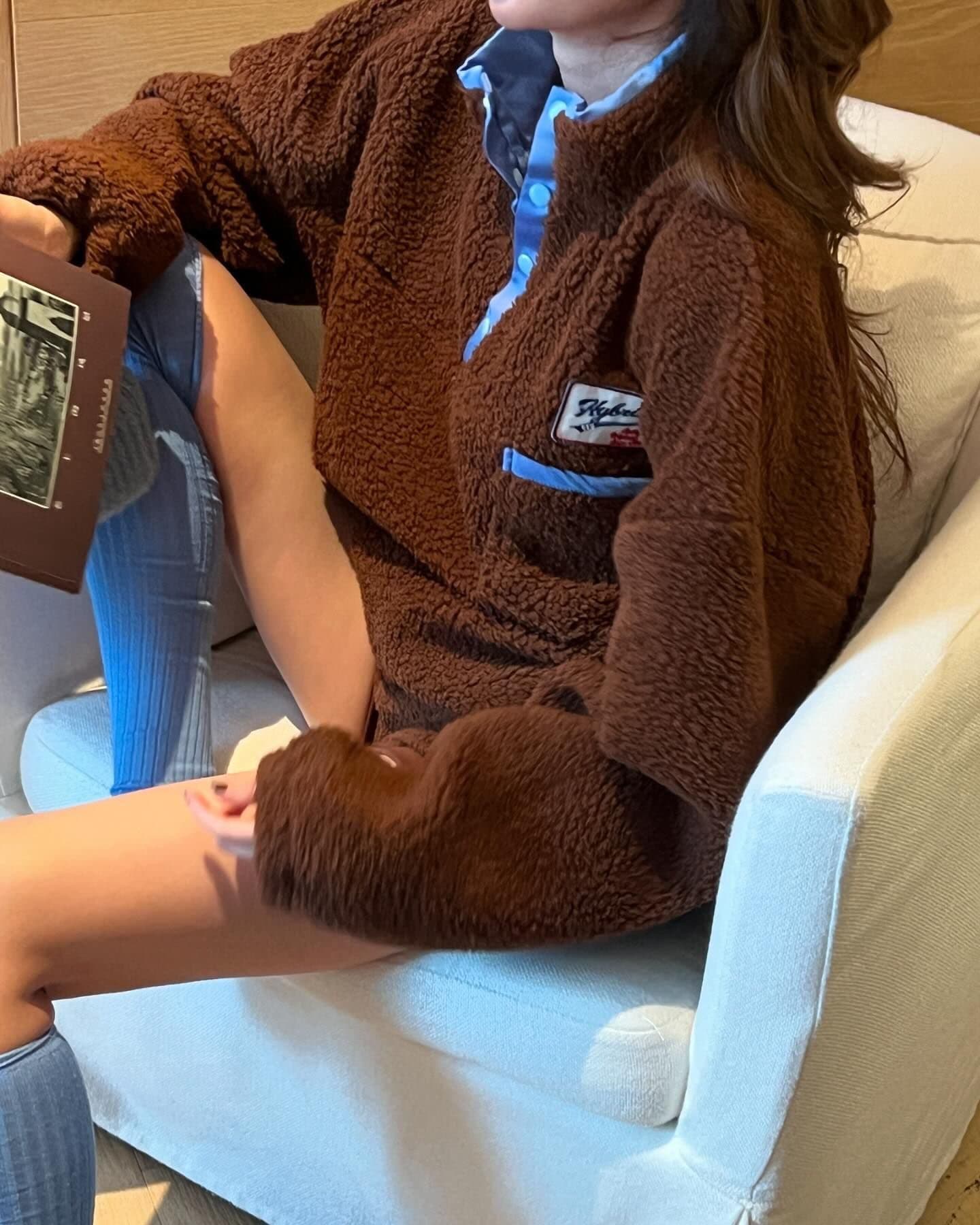 있음 선적 한 부서 ins 두꺼운 다용도 양털 루즈핏 느긋한 다용도 패션 플리스 플러시 후드티 이미지 4