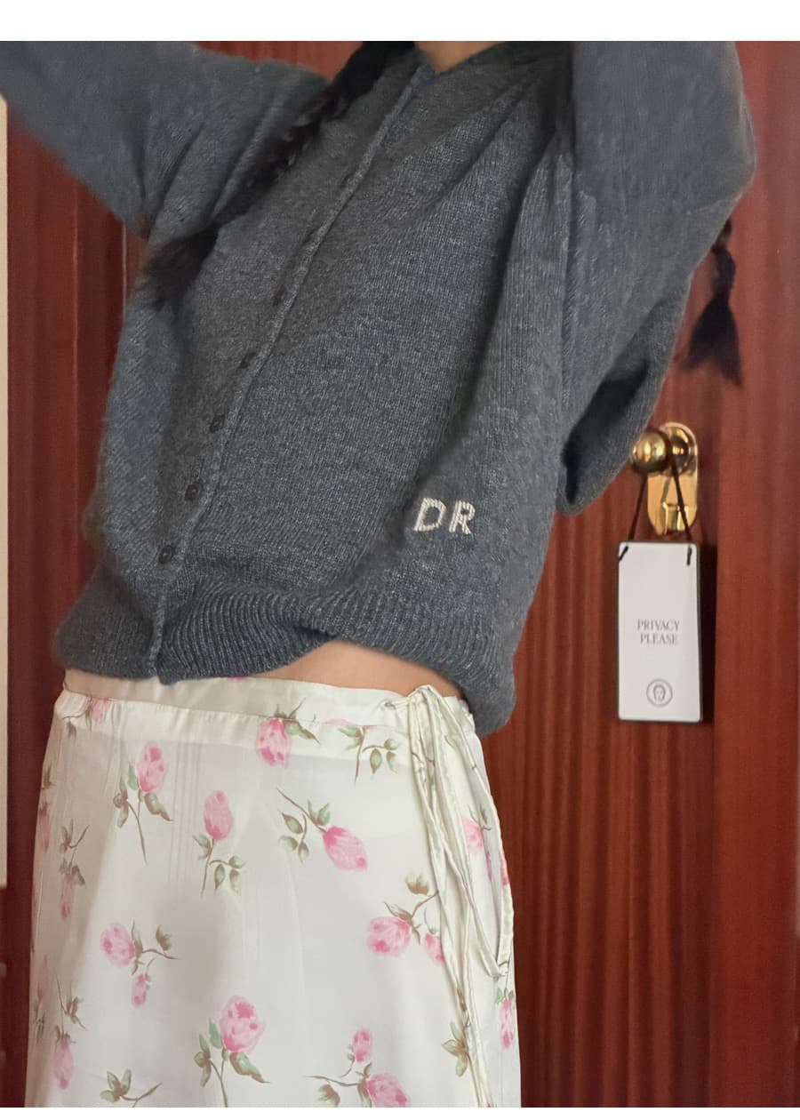 있음 선적 한국 봄 품격 레트로 세련된 꽃 프린트 플리츠 측면 레이스업 부드러운 우아함 반신 스커트 상세 이미지 10